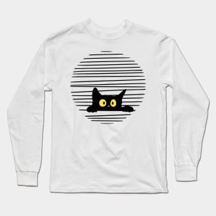 Curious Cat's Gaze - Halloween Kitten Long Sleeve T-Shirt